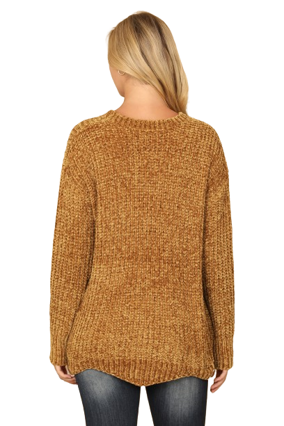 Brown Round Neck Curved Hem Knit Sweater - Pack of 6