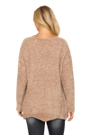 Taupe Round Neck Curved Hem Knit Sweater - Pack of 6