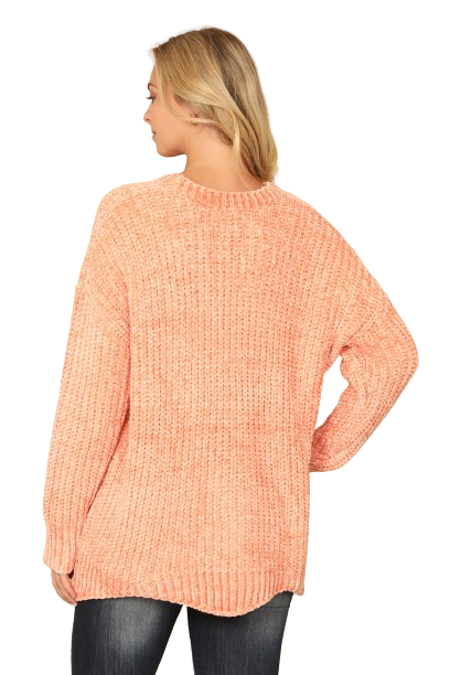 Coral Round Neck Curved Hem Knit Sweater - Pack of 6