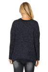 Navy Round Neck Curved Hem Knit Sweater - Pack of 6