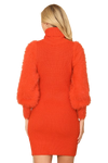 Rust Turtle Neck Faux Fur Long Sleeve Bodycon Dress - Pack of 6