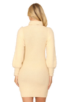 Cream Turtle Neck Faux Fur Long Sleeve Bodycon Dress - Pack of 6