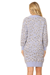 Lavender Long Sleeve Leopard Knitted Dress - Pack of 6