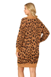 Taupe Long Sleeve Leopard Knitted Dress - Pack of 6