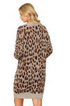 Grey Black Long Sleeve Leopard Knitted Dress - Pack of 6