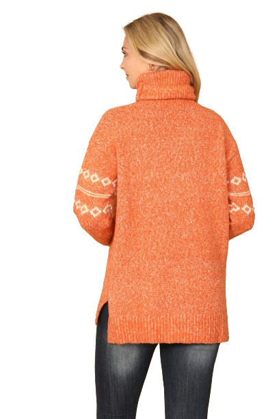 Pumpkin Turtle Neck Drawstring Printed Knit Sweater - Pack of 6