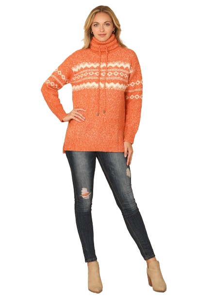 Pumpkin Turtle Neck Drawstring Printed Knit Sweater - Pack of 6