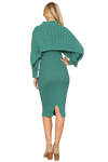 Teal Ribbed Sleeve Shawl and Sweater Dress Set - Pack of 6