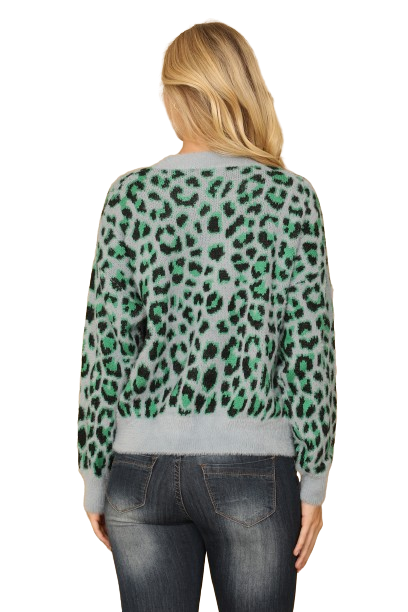 Grey Green Leopard Knitted Sweater - Pack of 6