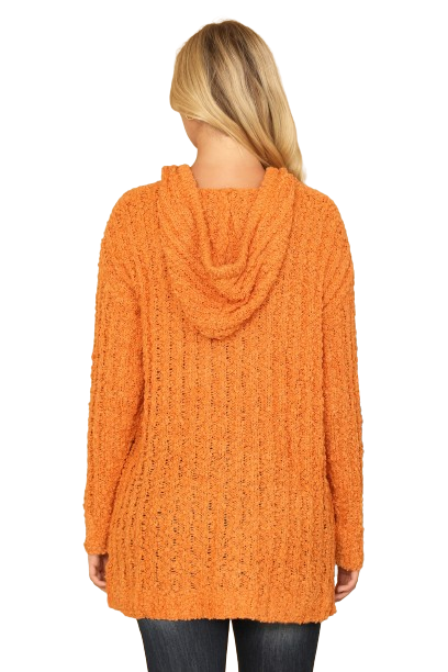 Mustard Plus Size Ribbed Popcorn Knit Tunic Hoodie Sweater - Pack of 6