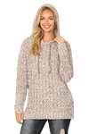 Heather Gray Plus Size Ribbed Popcorn Knit Tunic Hoodie Sweater - Pack of 6