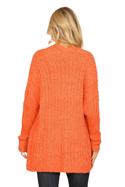 Coral Plus Size Popcorn Front Pocket Open Cardigan - Pack of 6