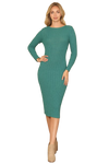 Teal Plus Size Ribbed Sleeve Shawl n Sweater Dress Set - Pack of 6