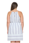 Light Blue Plus Size Spaghetti Strap Cinch Waist Stripes Dress - Pack of 6