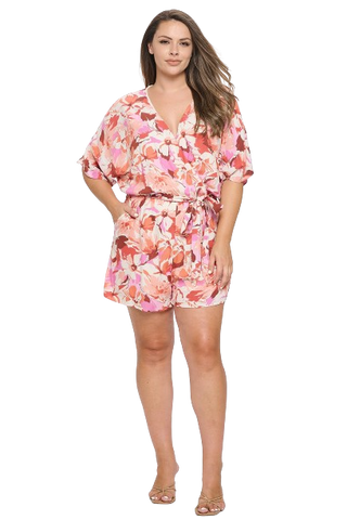 Cream Plus Size Spaghetti Strap Front Pocket Multi Romper - Pack of 6