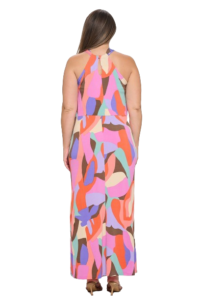 Multicolor Plus Size Wrap Neck Printed Maxi Dress - Pack of 6