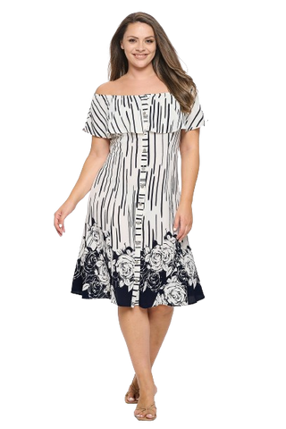 Plus Size Off The Shoulder Dress Royal - Pack of 6