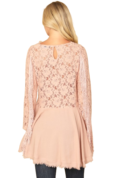 Mauve Lace Tassel Sleeve Top - Pack of 6