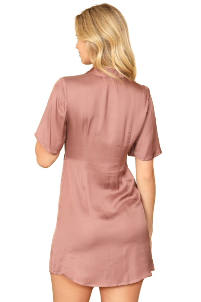 Mauve Short Sleeve Button Down Mini Dress - Pack of 5