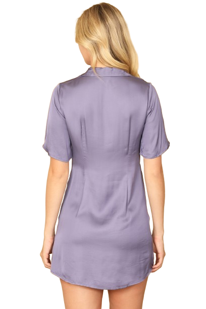 Lavender Short Sleeve Button Down Mini Dress - Pack of 5