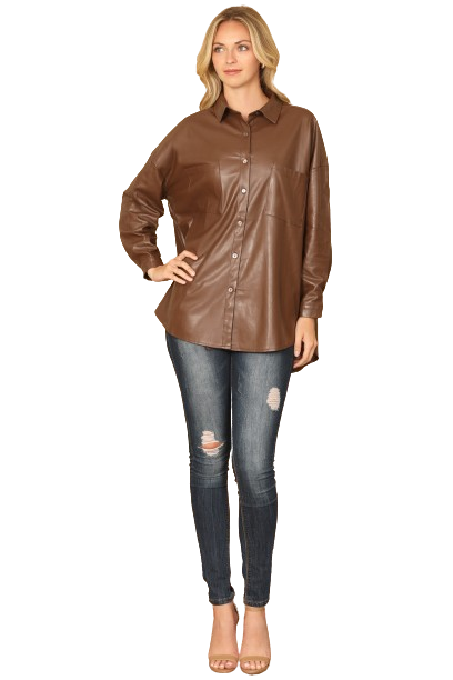 Brown Long Sleeve Leather Top - Pack of 5