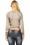 Silver Wrap Front Long Sleeve Solid Crop Top - Pack of 5