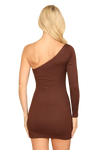 Brown Long Sleeve One Shoulder Bodycon Mini Dress - Pack of 5