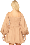 Light Brown Long Puff Sleeve Babydoll Dress - Pack of 5