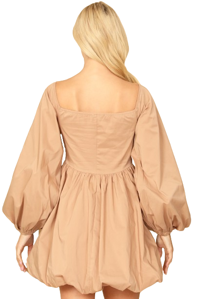 Light Brown Long Puff Sleeve Babydoll Dress - Pack of 5