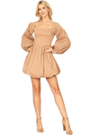 Light Brown Long Puff Sleeve Babydoll Dress - Pack of 5