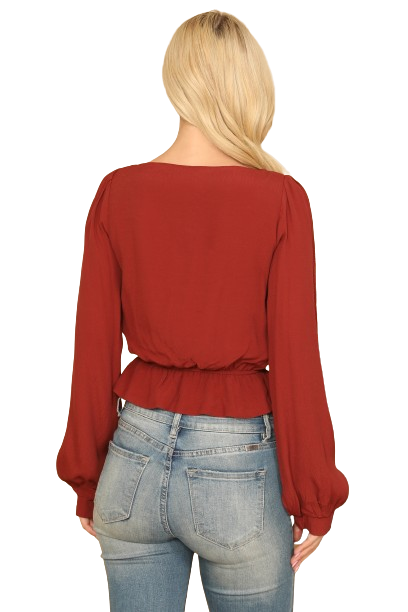 Brick Puff Sleeve Elastic Ruffle Waist Crop Top - Pack of 5