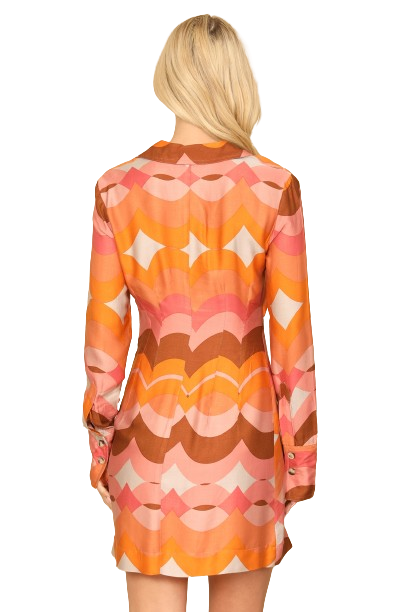 Orange Pink Front Cut Out Scallop Print Dress  - Pack of 5