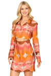 Orange Pink Front Cut Out Scallop Print Dress  - Pack of 5