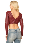 Berry Long Sleeve Leather Crop Top - Pack of 5