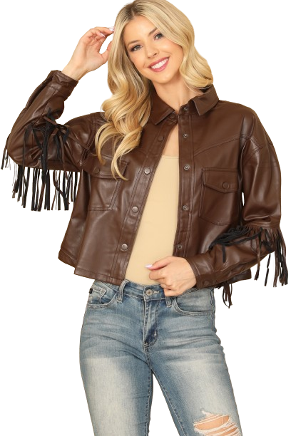 Brown Leather Tassel Jacket - Pack of 5