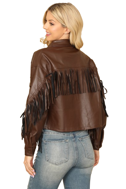 Brown Leather Tassel Jacket - Pack of 5