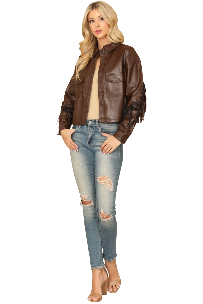 Brown Leather Tassel Jacket - Pack of 5