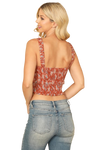 Rust D. Blue Shirred Ruffle Printed Crop Top - Pack of 5