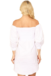 White Off Shoulder Ruched Front Curve Hem Solid Mini Dress - Pack of 5