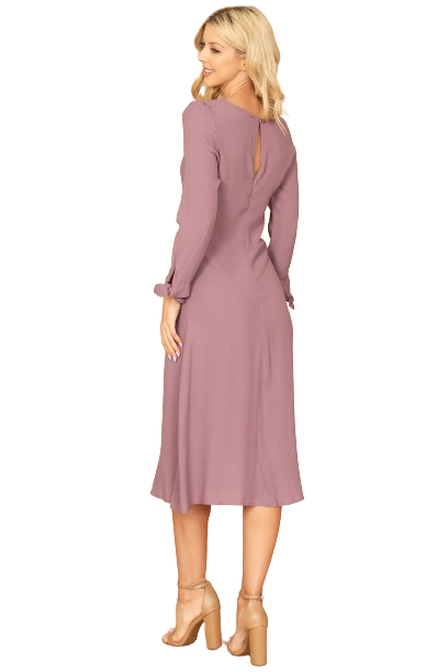 Lilac Cuff Tie Long Sleeve Solid Midi Dress - Pack of 5