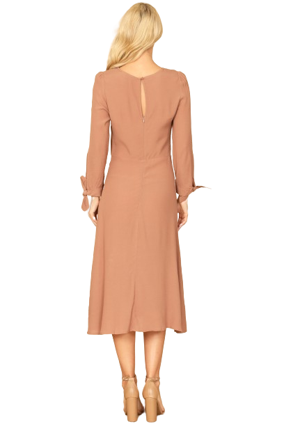 Mocha Cuff Tie Long Sleeve Solid Midi Dress - Pack of 5