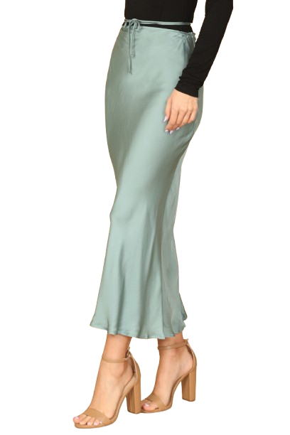 Green Aqua Satiny Mermaid Midi Skirt - Pack of 5