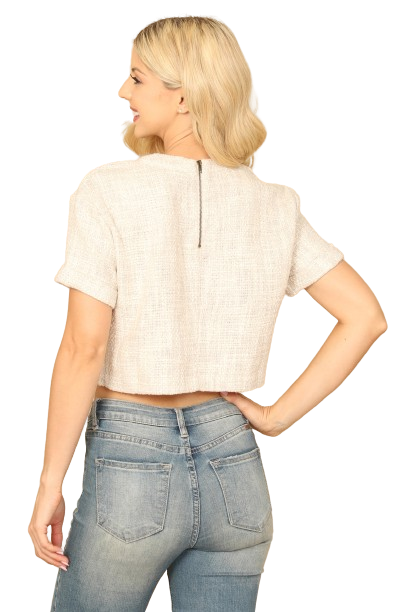 Natural Ivory Textured Crop Top - Pack of 5