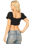 Black Puff Sleeve Front Cut Out Crop Top - Pack of 5