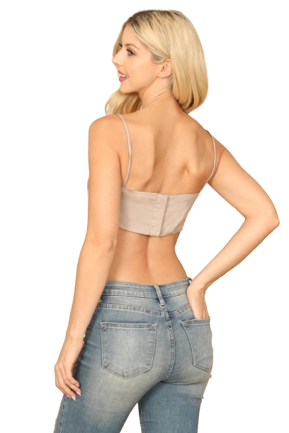 Taupe Spaghetti Strap Satiny Crop Top - Pack of 5