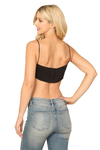 Black Spaghetti Strap Satiny Crop Top - Pack of 5