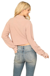 Mauve Deep Neck Front Knot Long Sleeve Crop Top - Pack of 5