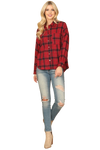 Red Plaid Long Sleeve Button Down Top - Pack of 5