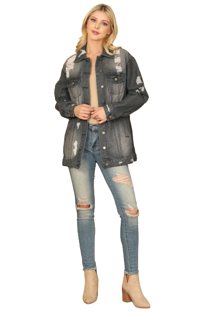 Black Denim Ripped Jacket - Pack of 6