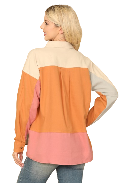 Rose Tan Color Block Long Sleeve - Pack of 6